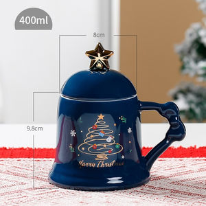 Nuevas Tazas de Cerámica con Diseño de Árbol de Navidad, Regalos Navideños de Alta Gama con Cucharas Incluidas, Tazas, Tazas de Agua para Parejas de Oficina - Product Image 3
