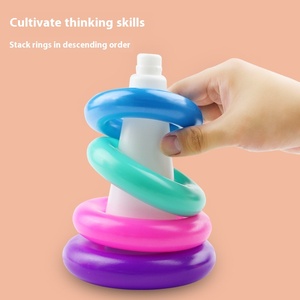 Anillo de plástico de alto colorido para niños, juguete divertido, Educación Temprana, estilo de construcción, vasos apilables inspirados en Rainbow Tower - Product Image 2