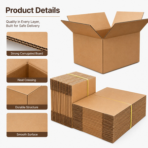 Cajas de Cartón Corrugado Rectangulares Ranuradas Reciclables Reutilizables para Embalaje, Mudanza y Almacenamiento, Juego de Cajas Plegables y Desmontables - Product Image 2