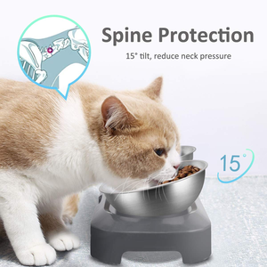 Stainless Steel Pet <b>Bowls</b> & Feeders Neck Care Design Double <b>Dog</b> Cat Water Food Elevated <b>Bowls</b> With Non-slip Base - Product Image 6