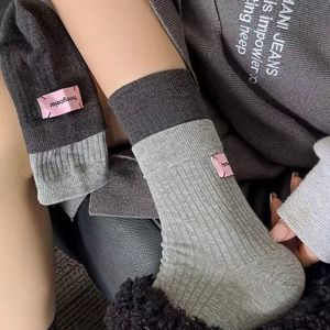 Hotcolor Mid Calf <b>Socks</b> Gray And <b>Black</b> Color Blocking Sweat Absorbing Thermo Women's <b>Socks</b> - Product Image 4