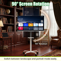 Écran intelligent portable 43 pouces Android 14 4K UHD avec support roulant pour utilisation en métro et en ascenseur, diffusion sans fil