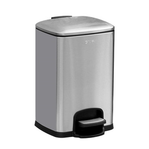 Stainless Steel Trash Can Square Pedal Lid Automatic Closing Kitchen Bathroom Home Use - Product Image 2