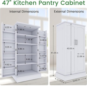 Blanco Independiente Buffet Armarios de almacenamiento de alimentos Aparador Madera Comedor Cocina <span class=keywords><strong>Despensa</strong></span> Gabinete - Product Image 6