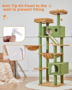 Giảm giá lớn! Cây cào móng mèo 71 inch dành cho mèo trưởng thành lớn, nhiều tầng, trong nhà, có trụ cào bằng sợi sisal - Product Image 4