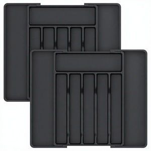 Expandable <b>Cutlery</b> Drawer Organizer PP Kitchen Utensil Tray 8 Compartments Adjustable Storage for Spoons Forks Knives - Product Image 5