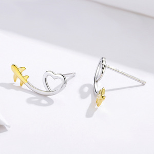 Pendientes de Plata de Ley 925 Auténtica con Forma de Corazón, Pendientes Largos, Joyería, Regalos para Niñas, Pendientes Coreanos SCE632 <span class=keywords><strong>BAMOER</strong></span> - Product Image 3