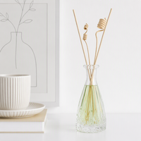 Bouteille diffuseur à roseaux en verre transparent gaufré de 150 ml, récipient vide pour aromathérapie, logo personnalisé pour la décoration de parfums d'intérieur