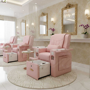 Sillón de Masaje Moderno y Personalizado Todo en Uno para Pedicura y Manicura, Color Rosa, con Bañera Deslizante para Pies - Product Image 1