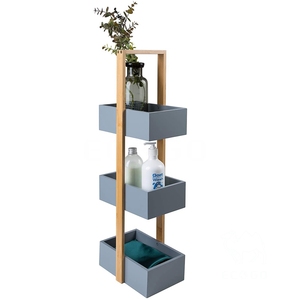 Caddy de almacenamiento de 3 niveles para elementos esenciales de baño, carrito de baño de Bambú - Product Image 4