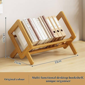 Estantería clásica de bambú sólido organizador de estante de escritorio Mini estantería de madera inclinable estantería para oficina en casa - Product Image 3