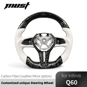 Accessoires intérieurs personnalisés pour Q60 QX55 Q50 2017-2024, volant en cuir perforé en fibre de carbone forgé avec LED - Product Image 2