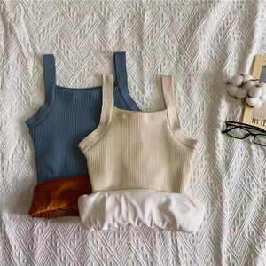 Camisole côtelée doublée polaire pour <span class=keywords><strong>femme</strong></span>, débardeur thermique chaud, logo personnalisé, faible MOQ, directement de l'usine - Product Image 2