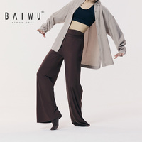 Pantalon de danse drapé taille haute à jambes larges Baiwu pour femme – Idéal pour la danse moderne, classique et l'entraînement 126112134