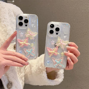 Coque arrière transparente 3D en époxy avec nœud papillon et paillettes brillantes pour <span class=keywords><strong>iPhone</strong></span> <span class=keywords><strong>Pro</strong></span> Max 15 TKA - Product Image 5
