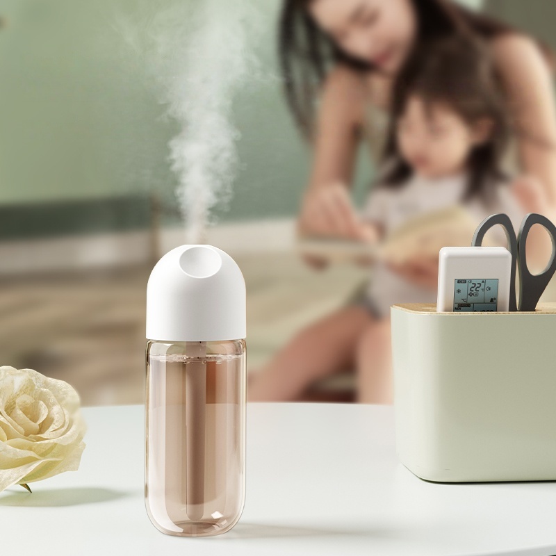 3-Speed Smart Humidifier 1-Year Food-Grade PET 300ml Plastic Battery Operated Moisture for Anti-Dry Skin for Bedroom/Car/Baby
