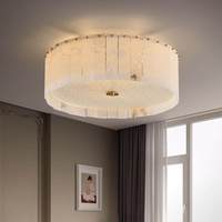 Lustre rond moderne de luxe en laiton et albâtre, suspension dorée en marbre pour salon, mariage, installation facile