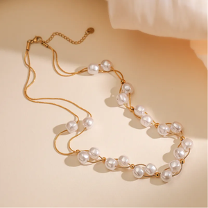 Moda de alta calidad collar de perlas pendientes pulsera conjunto de tres piezas conjuntos de joyería para mujer - Product Image 4