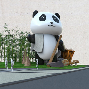 Sculpture de panda en fibre de verre pour installation artistique extérieure en parc, figurine animale à poser au sol, décoration paysagère - Product Image 4