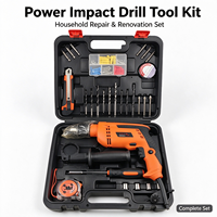 Kit d'outils de perçage à percussion filaire 29 pièces, perceuse à percussion électrique pour perçage de murs et de béton, boîte à outils pour réparation domestique