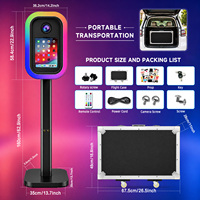 Coque de photomaton ovale pour iPad avec éclairage RGB, compatible avec les tablettes de 11 pouces, appareil photo, support pour iPad, photomaton à impression instantanée pour les fêtes