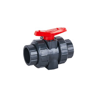 Vanne à boisseau sphérique pneumatique en PVC à double raccord, en plastique UPVC, résistante à la corrosion, pour le contrôle du débit d'eau et de produits chimiques dans les conduites, 200 M/h 100