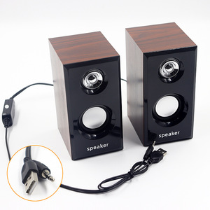 <b>USB</b> <b>Speaker</b> Wooden Bass Computer Desktop Laptop Audio Stereo Sound System - Product Image 1