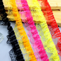 Ruban en tulle maillé de 4,5 cm, dentelle française, garniture plissée double couche, style doux, accessoire de bricolage, bordure de jupe de poupée, vente en gros