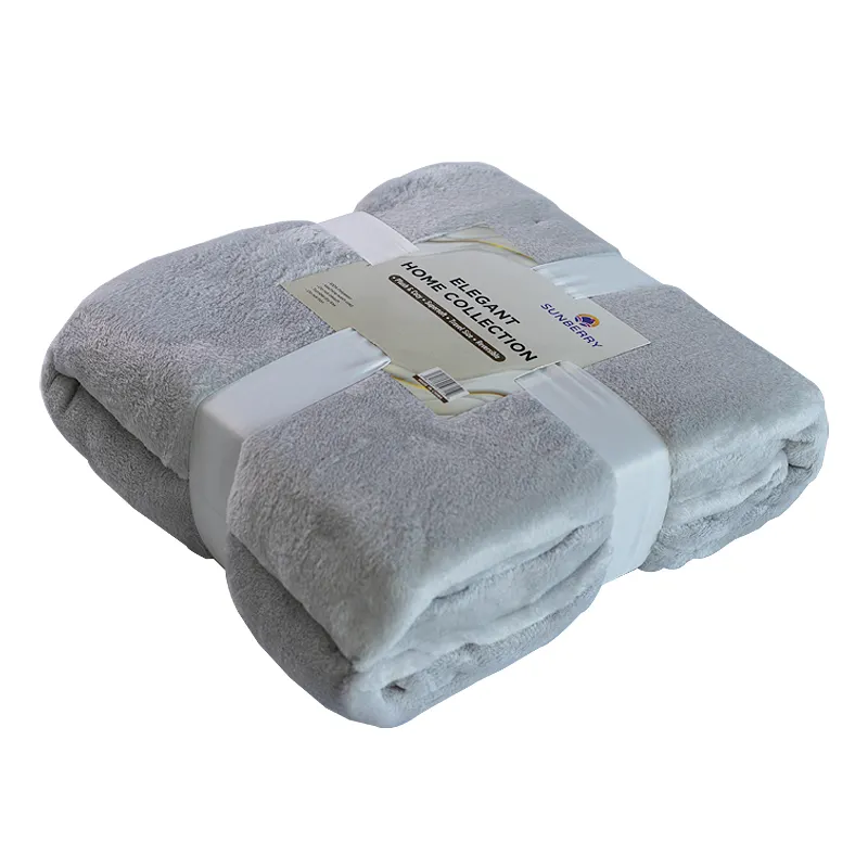 Manta de lana de coral de franela al por mayor barata, manta sólida esponjosa suave de lujo para sofá/cama
