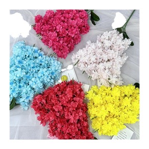 Fleurs artificielles Queyiyi, fleurs de cerisier artificielles, style B, grandes, à 5 branches, multicolores, en soie, pour décoration de mariage, accessoires pour allée - Product Image 5