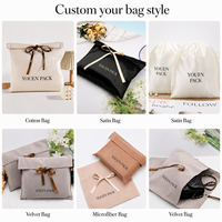 Pochette cadeau en velours blanc de luxe avec logo personnalisé, ruban durable, haut de gamme, pour sous-vêtements, rangement de cheveux, enveloppe