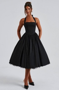 Vestido <span class=keywords><strong>de</strong></span> Verano Chic con Cuello Halter, Sin Mangas, Elegante, para Fiesta, con Cordones, Corte A, Ajustado, Sexy, para Mujer - Product Image 4