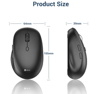 Souris Bluetooth IClever, souris sans fil double mode pour ordinateur portable, rechargeable par USB-C, clic silencieux, souris ergonomique portable