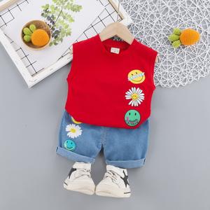 Conjunto de Ropa de Verano para Bebés Niños E2woo, Chaleco sin Mangas con Estampado de Cara Sonriente, Algodón Orgánico, Moda Infantil - Product Image 3