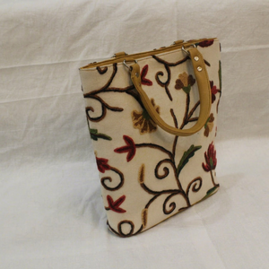 Embroidered aari work Floral Canvas Tote Bag Square Casual Promotional Carryall <b>Handbag</b> Mixed Colors - Product Image 1