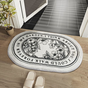 Alfombra ovalada con diseño floral, antideslizante, absorbente, para entrada de casa, fibra de poliéster 21787957515 - Product Image 1