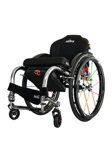 Silla <span class=keywords><strong>de</strong></span> <span class=keywords><strong>ruedas</strong></span> manual ultraligera <span class=keywords><strong>de</strong></span> alta gama con respaldo plegable manual, se pueden añadir <span class=keywords><strong>ruedas</strong></span> antivuelco y reposabrazos para personas con discapacidad. - Product Image 4