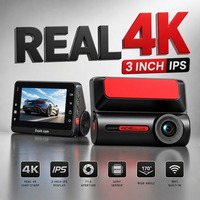 Caméra embarquée 4K avant, 1080P arrière, DVR automatique, WiFi, écran 3 pouces, Type C, batterie 200 mAh, enregistrement en boucle avec time-lapse