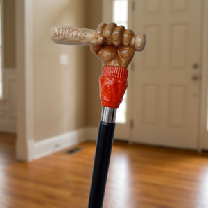 Bastón de Madera Grabado a Mano con Mango de Bate de Béisbol y Empuñadura Roja, Regalo Temático Personalizado para Aficionados al Deporte - Product Image 1