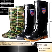 Sepatu Bot Kerja Anti Air Unisex High-Top Anti Selip Tahan Aus Sol Tebal Bahan Tendon Sapi Grosir