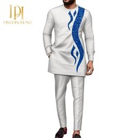 Articles Vendus en Gros : Costume Décontracté Homme 2 Pièces Élégant avec Broderie Simple et Style Ethnique Africain