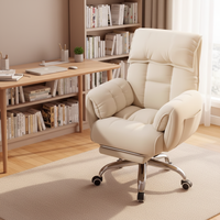 Chaise de bureau pivotante ergonomique moderne blanche en vente chaude, confort luxueux en peluche avec roulettes pour le bureau, le salon, en tissu