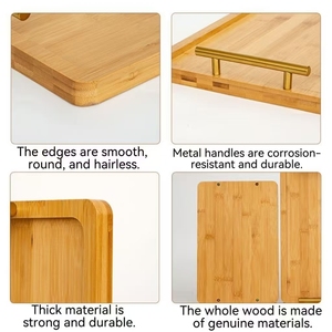 Handcrafted Bamboo Chopping Block with Copper Handles Eco-friendly and Dishwasher Safe for Serving and Home Decor