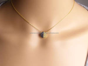 925 plata esterlina negro encanto collar de piedras preciosas mate acabado en oro vermeil - Product Image 4