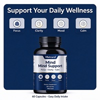 Capsules de soutien mental Metrand Private Label, complément alimentaire nootropique, soutient la concentration, l'humeur, le calme, 60 capsules, logo personnalisé OEM