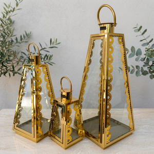 Portavelas de Acero Inoxidable Chapado en Oro de Lujo, Faroles de Diseño para Decoración del Hogar y Bodas - Product Image 2