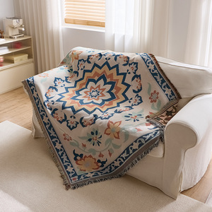 Printed <b>Sofa</b> Cover Polyester Cotton Washable Mediterranean Style Floral Pattern <b>Sofa</b> <b>Slipcover</b> One Piece <b>Sofa</b> Throw Blanket - Product Image 2