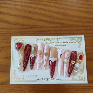 3D Ángel pintado a mano Linda prensa en las <span class=keywords><strong>uñas</strong></span> <span class=keywords><strong>de</strong></span> lujo hecho a mano <span class=keywords><strong>de</strong></span> alta calidad <span class=keywords><strong>uñas</strong></span> artificiales al por mayor <span class=keywords><strong>uñas</strong></span> postizas falsas - Product Image 1