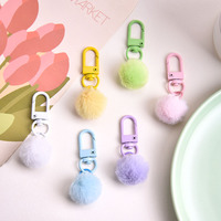 Coloré fausse fourrure Pom Pom sac breloque porte-clés doux artificiel moelleux en peluche pompon sac à dos écouteur pendentif accessoires