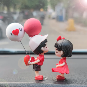 Balon pernikahan Mini kekasih pengantin pria kartun lucu mainan Dekorasi Aksesori Interior mobil Mini idola dasbor Resin - Product Image 3